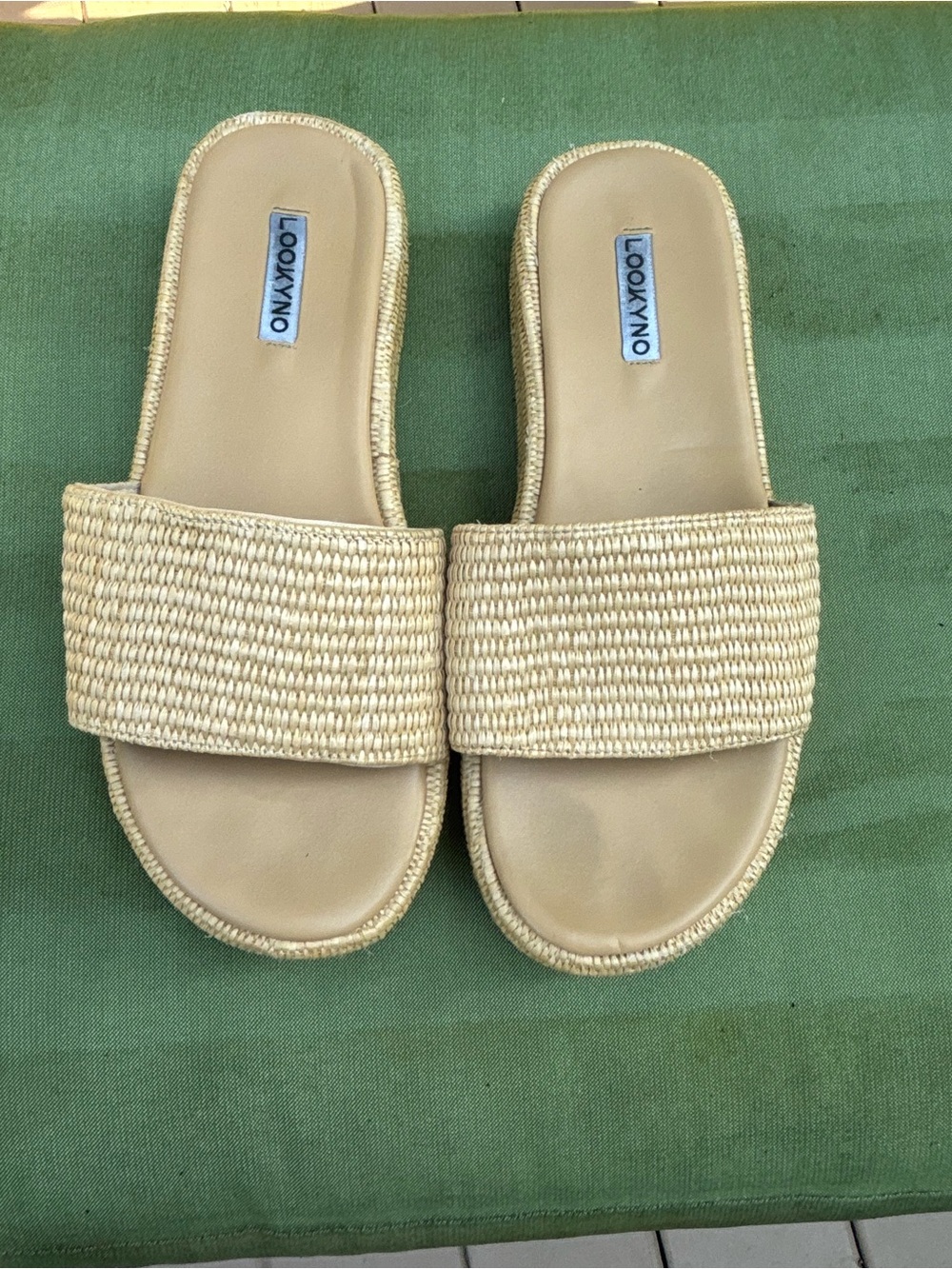 SHEIN Neutral Woven Slide Sandals in Beige